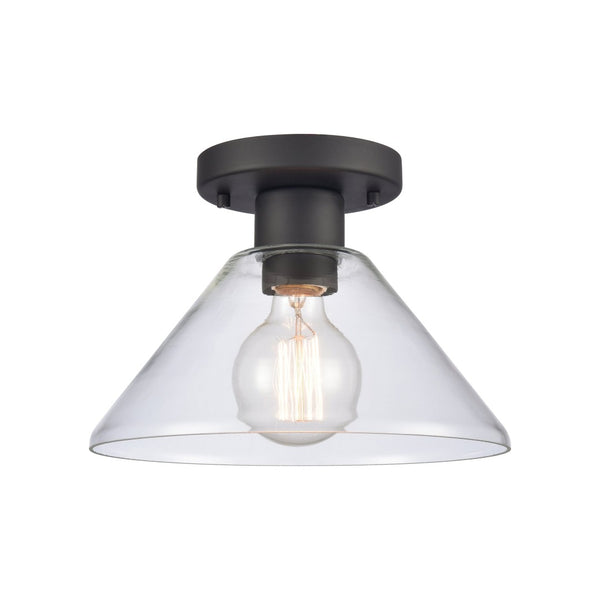 Atlas Vivica 10" Wide Contemporary Flush Mount Ceiling Light - Elegant Clear Glass Shade for Modern Spaces Matte Black with Clear CL12490-BK