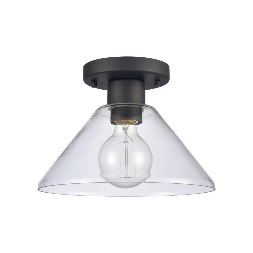Atlas Vivica 10" Wide Contemporary Flush Mount Ceiling Light - Elegant Clear Glass Shade for Modern Spaces Matte Black with Clear CL12490-BK