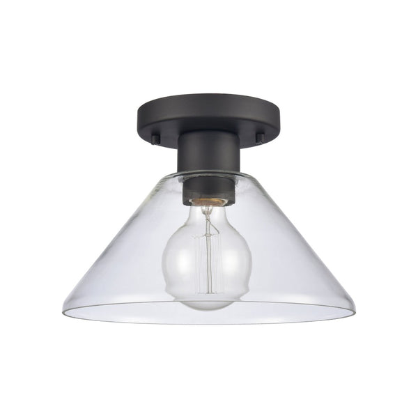 Atlas Vivica 10" Wide Contemporary Flush Mount Ceiling Light - Elegant Clear Glass Shade for Modern Spaces Matte Black with Clear CL12490-BK