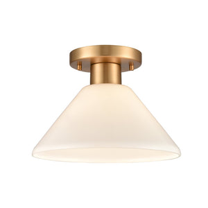 Atlas Vivica 10" Wide Contemporary Flush Mount Ceiling Light - Elegant Clear Glass Shade for Modern Spaces Brushed Gold and Opal CL12490-GD