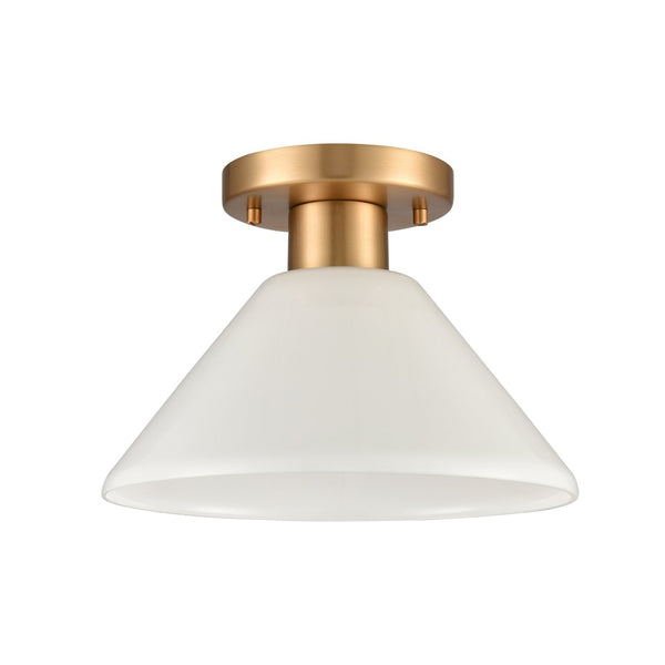 Atlas Vivica 10" Wide Contemporary Flush Mount Ceiling Light - Elegant Clear Glass Shade for Modern Spaces Brushed Gold and Opal CL12490-GD