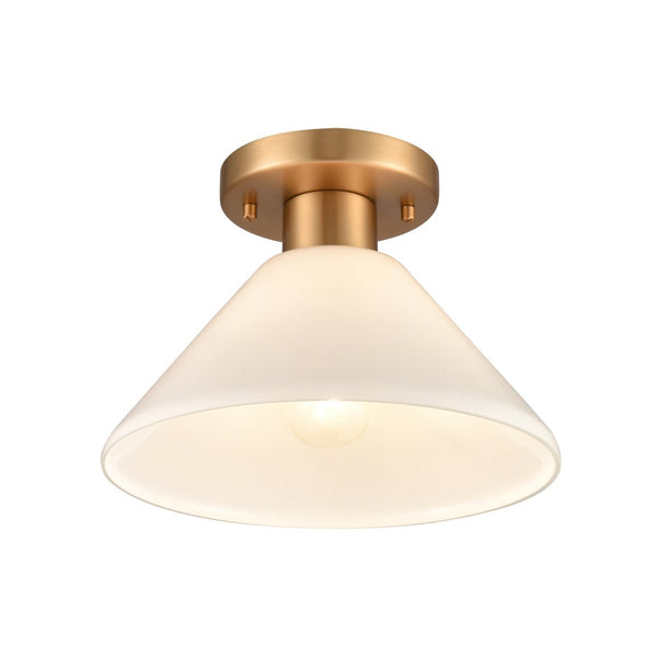 Atlas Vivica 10" Wide Contemporary Flush Mount Ceiling Light - Elegant Clear Glass Shade for Modern Spaces Brushed Gold and Opal CL12490-GD