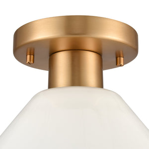 Atlas Vivica 10" Wide Contemporary Flush Mount Ceiling Light - Elegant Clear Glass Shade for Modern Spaces Brushed Gold and Opal CL12490-GD