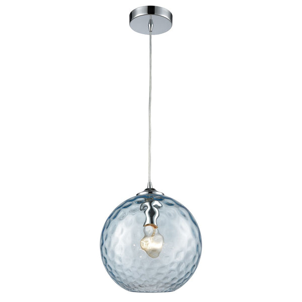 Atlas Watersphere 10" Wide 1-Light Pendant - Artistic Blown Glass Design for Modern Interior Spaces Polished Chrome with Aqua CL12496-BL