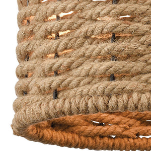 Atlas Weaverton 15” Wide 2-Light Semi Flush Mount - Rustic Rope Weave & Oil Rubbed Bronze Charm CL12497-NA