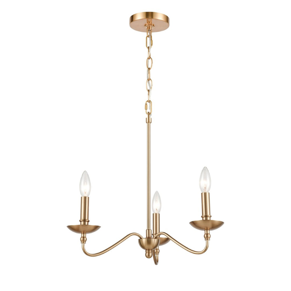 Atlas Wellsley 18" 3-Light Chandelier - Elegant Burnished Brass Fixture for Dining & Living Spaces CL12498-BS