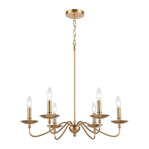 Atlas Wellsley Elegant 6-Light Chandelier for Dining Rooms and Foyers, Timeless Design with Warmth Burnished Brass 25'' CL12499-BS
