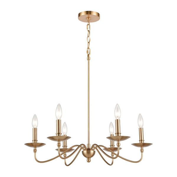 Atlas Wellsley Elegant 6-Light Chandelier for Dining Rooms and Foyers, Timeless Design with Warmth Burnished Brass 25'' CL12499-BS