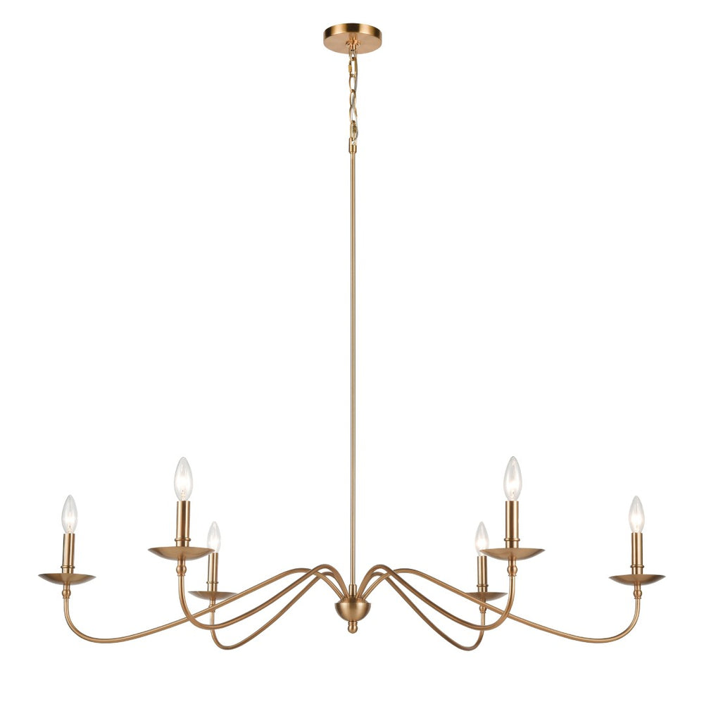 Atlas Wellsley 47'' Wide 6-Light Linear Chandelier - Elegant Burnished Brass for Modern & Traditional Spaces CL12501-BS