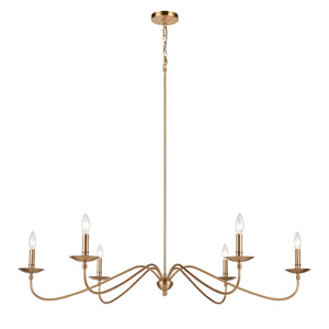 Atlas Wellsley 47'' Wide 6-Light Linear Chandelier - Elegant Burnished Brass for Modern & Traditional Spaces CL12501-BS
