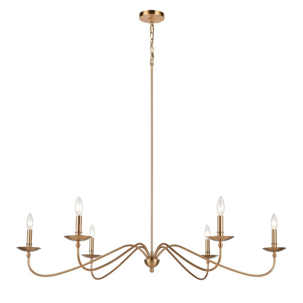 Atlas Wellsley 47'' Wide 6-Light Linear Chandelier - Elegant Burnished Brass for Modern & Traditional Spaces CL12501-BS