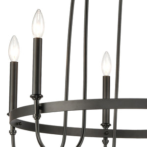 Atlas Wickshire 6-Light Chandelier – Modern Minimalist Design for Dining Rooms, Foyers, and Living Spaces Matte Black 29'' CL12504-BK