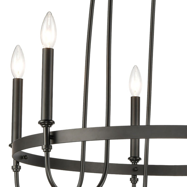 Atlas Wickshire 6-Light Chandelier – Modern Minimalist Design for Dining Rooms, Foyers, and Living Spaces Matte Black 29'' CL12504-BK