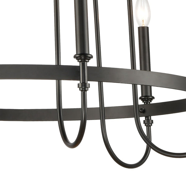 Atlas Wickshire 6-Light Chandelier – Modern Minimalist Design for Dining Rooms, Foyers, and Living Spaces Matte Black 29'' CL12504-BK