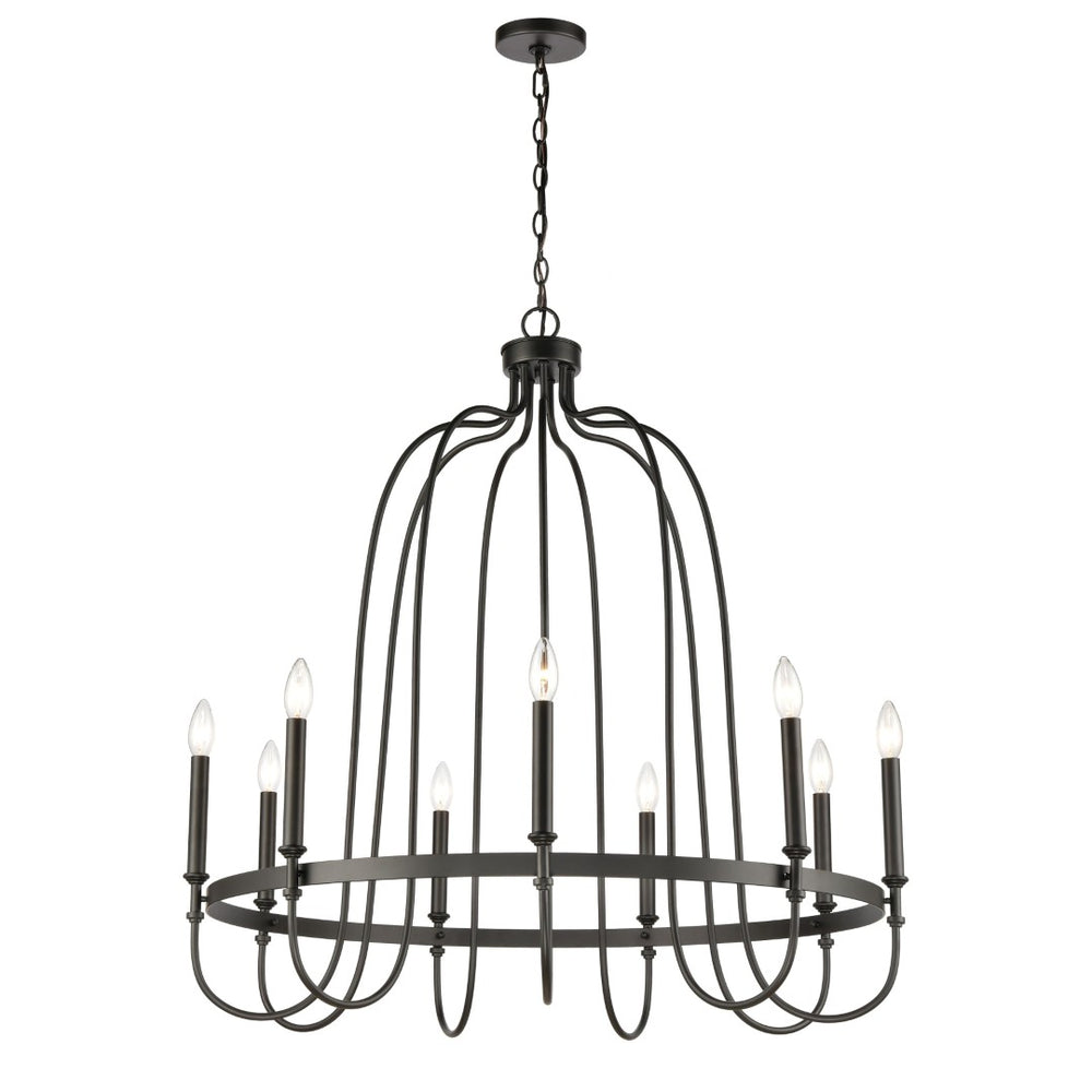 Atlas Wickshire 6-Light Chandelier – Modern Minimalist Design for Dining Rooms, Foyers, and Living Spaces Matte Black 34'' CL12505-BK