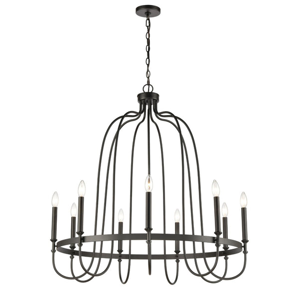 Atlas Wickshire 6-Light Chandelier – Modern Minimalist Design for Dining Rooms, Foyers, and Living Spaces Matte Black 34'' CL12505-BK