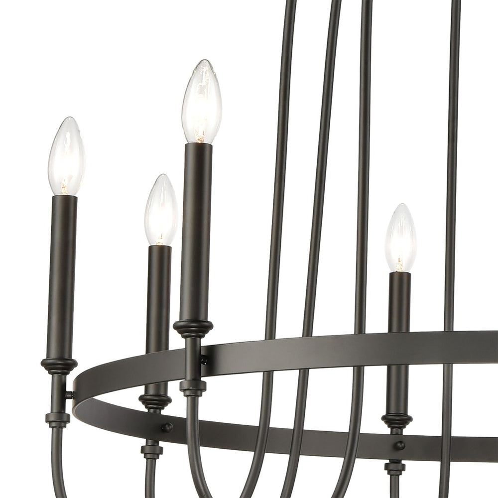 Atlas Wickshire 6-Light Chandelier – Modern Minimalist Design for Dining Rooms, Foyers, and Living Spaces Matte Black 34'' CL12505-BK
