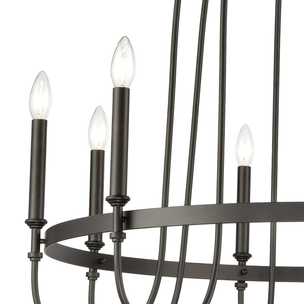 Atlas Wickshire 6-Light Chandelier – Modern Minimalist Design for Dining Rooms, Foyers, and Living Spaces Matte Black 34'' CL12505-BK