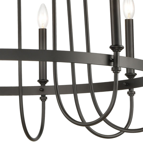 Atlas Wickshire 6-Light Chandelier – Modern Minimalist Design for Dining Rooms, Foyers, and Living Spaces Matte Black 34'' CL12505-BK