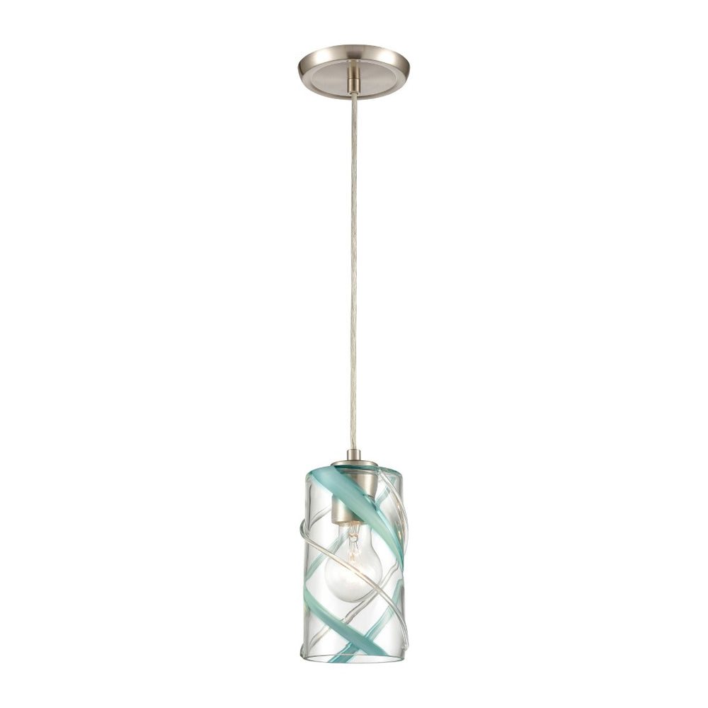 Atlas Winter Wind 5'' Wide Mini Pendant - Stylish Blown Glass & Satin Nickel for Modern Interiors CL12508-CL