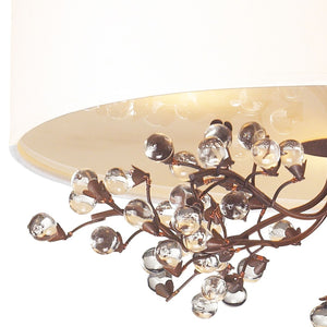 Atlas Winterberry 16'' Wide 3-Light Semi Flush Mount - Elegant Antique Darkwood with Glass Droplets CL12512-CO
