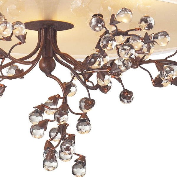 Atlas Winterberry 16'' Wide 3-Light Semi Flush Mount - Elegant Antique Darkwood with Glass Droplets CL12512-CO