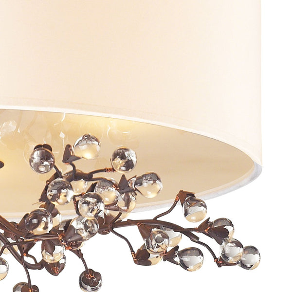 Atlas Winterberry 16'' Wide 3-Light Semi Flush Mount - Elegant Antique Darkwood with Glass Droplets CL12512-CO