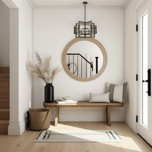 Atlas Woodbridge 22'' 5-Light Chandelier - Rustic Warmth Meets Modern Elegance in Matte Black & Oak CL12513-BK