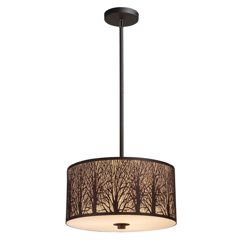 Atlas Woodland Sunrise 16" Wide 3-Light Pendant - Aged Bronze with Amber Diffuser for Cozy Illumination CL12515-BZ