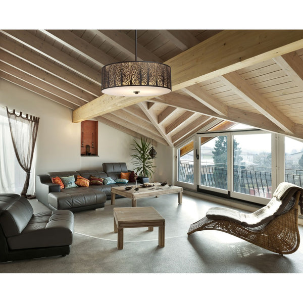 Atlas Woodland Sunrise 24'' Wide 5-Light Chandelier - Rustic Elegance with Aged Bronze & Amber Glow CL12516-BZ