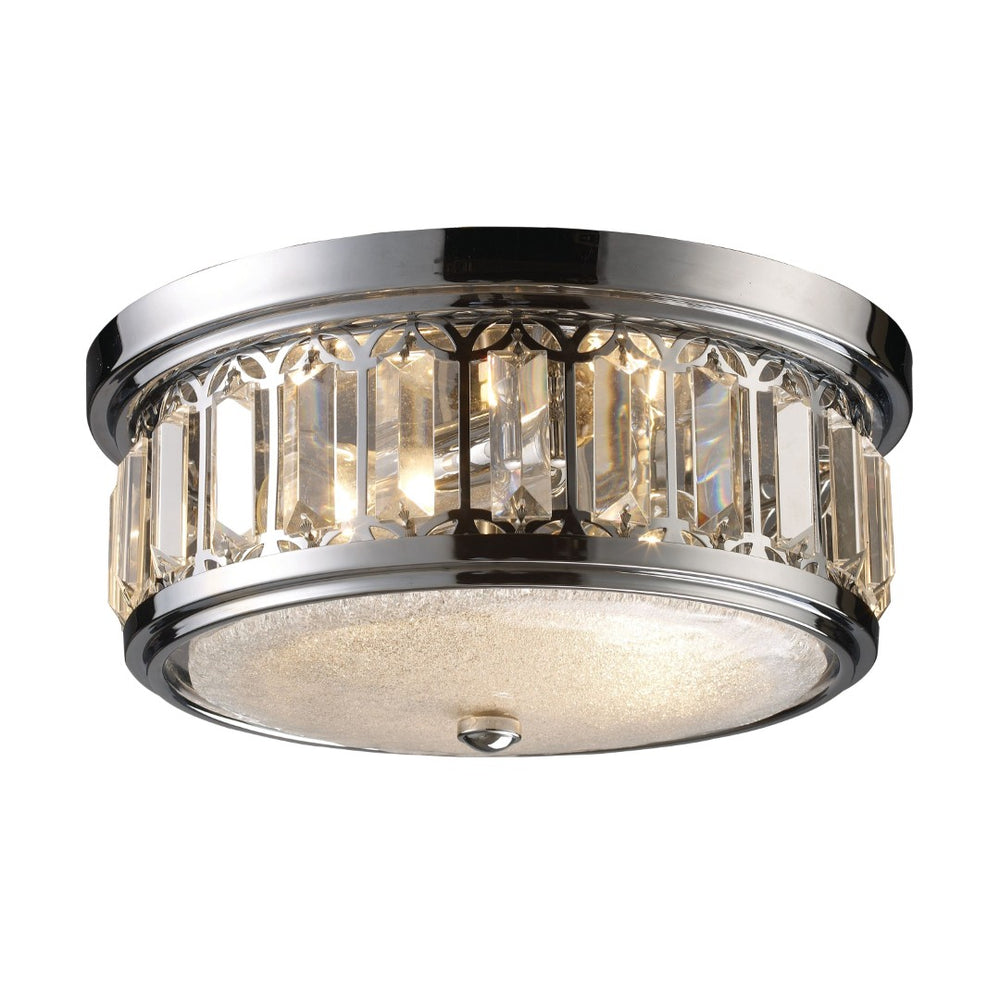 Atlas Salena Modern 2-Light Flush Mount Fixture - Elegant Opal Glass and Decorative Metalwork Design Polished Chrome 13'' CL12521-CH