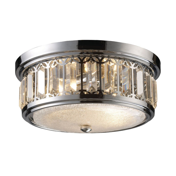 Atlas Salena Modern 2-Light Flush Mount Fixture - Elegant Opal Glass and Decorative Metalwork Design Polished Chrome 13'' CL12521-CH
