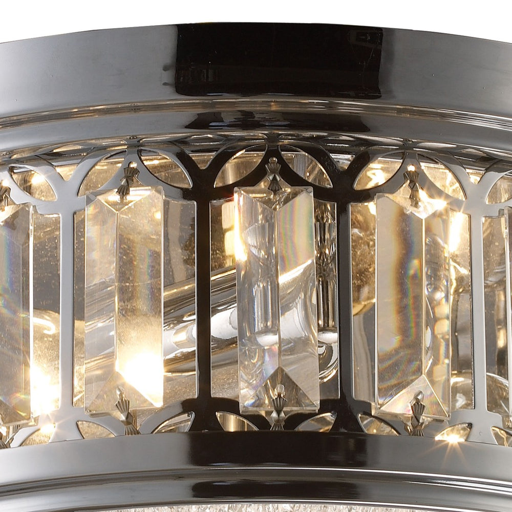 Atlas Salena Modern 2-Light Flush Mount Fixture - Elegant Opal Glass and Decorative Metalwork Design Polished Chrome 13'' CL12521-CH