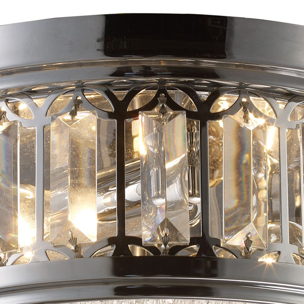 Atlas Salena Modern 2-Light Flush Mount Fixture - Elegant Opal Glass and Decorative Metalwork Design Polished Chrome 13'' CL12521-CH