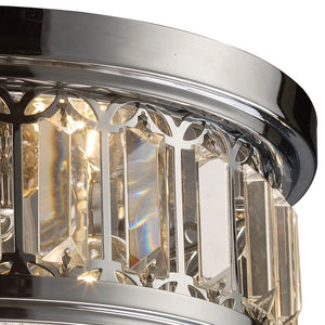 Atlas Salena Modern 2-Light Flush Mount Fixture - Elegant Opal Glass and Decorative Metalwork Design Polished Chrome 13'' CL12521-CH