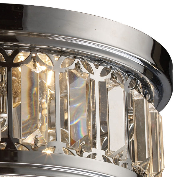 Atlas Salena Modern 2-Light Flush Mount Fixture - Elegant Opal Glass and Decorative Metalwork Design Polished Chrome 13'' CL12521-CH