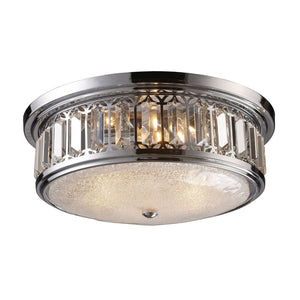 Atlas Salena Modern 2-Light Flush Mount Fixture - Elegant Opal Glass and Decorative Metalwork Design Polished Chrome 16'' CL12522-CH