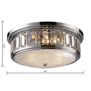 Atlas Salena Modern 2-Light Flush Mount Fixture - Elegant Opal Glass and Decorative Metalwork Design Polished Chrome 16'' CL12522-CH