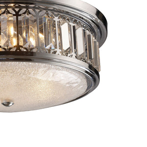 Atlas Salena Modern 2-Light Flush Mount Fixture - Elegant Opal Glass and Decorative Metalwork Design Polished Chrome 16'' CL12522-CH