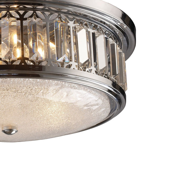 Atlas Salena Modern 2-Light Flush Mount Fixture - Elegant Opal Glass and Decorative Metalwork Design Polished Chrome 16'' CL12522-CH