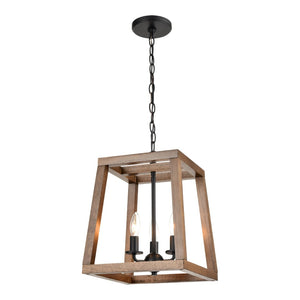 Atlas Barrow 3-Light Chandelier - Modern Wood and Metal Design for Stylish Indoor Lighting Decor Matte Black 12'' CL12523-BK
