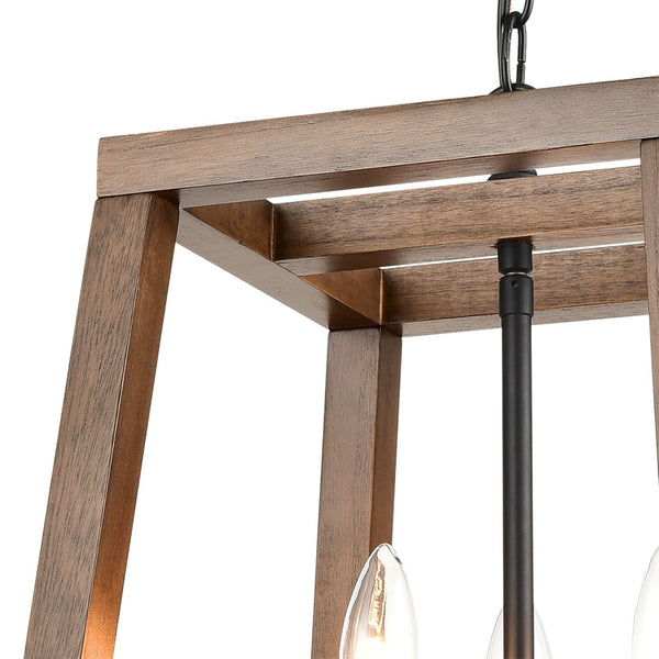Atlas Barrow 3-Light Chandelier - Modern Wood and Metal Design for Stylish Indoor Lighting Decor Matte Black 12'' CL12523-BK