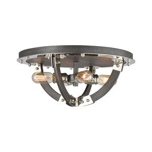 Atlas Riveted 19'' Wide Industrial 4-Light Flush Mount - Silverdust Iron & Polished Nickel Accent Lighting CL12525-SV
