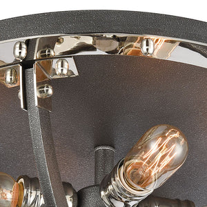 Atlas Riveted 19'' Wide Industrial 4-Light Flush Mount - Silverdust Iron & Polished Nickel Accent Lighting CL12525-SV