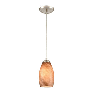 Atlas Planetario 5-Inch Mini Pendant Light - Swirling Brown Glass Shade & Satin Nickel Finish for Modern Decor CL12526-BN