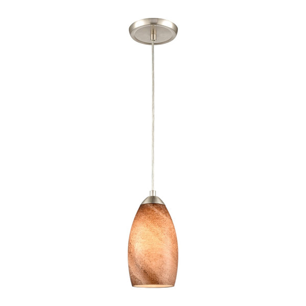Atlas Planetario 5-Inch Mini Pendant Light - Swirling Brown Glass Shade & Satin Nickel Finish for Modern Decor CL12526-BN