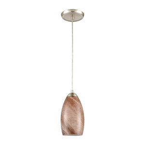 Atlas Planetario 5-Inch Mini Pendant Light - Swirling Brown Glass Shade & Satin Nickel Finish for Modern Decor CL12526-BN