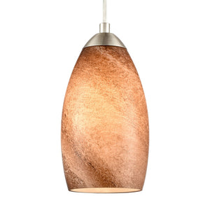Atlas Planetario 5-Inch Mini Pendant Light - Swirling Brown Glass Shade & Satin Nickel Finish for Modern Decor CL12526-BN