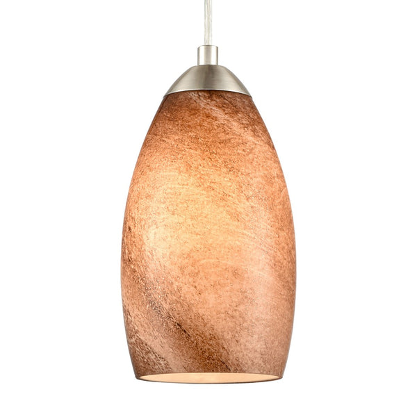 Atlas Planetario 5-Inch Mini Pendant Light - Swirling Brown Glass Shade & Satin Nickel Finish for Modern Decor CL12526-BN