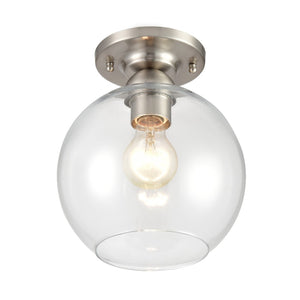 Atlas Astoria 7.75'' Wide 1-Light Semi Flush Mount - Modern Midcentury Style for Any Room's Ambiance Brushed Nickel CL12527-NK